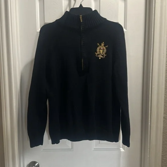 Vintage Ralph Lauren Crest Cotton Turtleneck Zip Sweater Size 1X - Picture 1 of 4